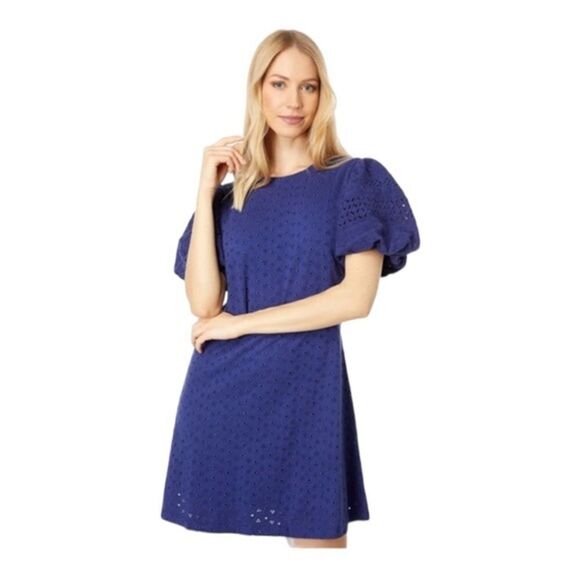 Free People apricot rose puff sleeve eyelet cotton lined dress size S NWT - Picture 1 of 10